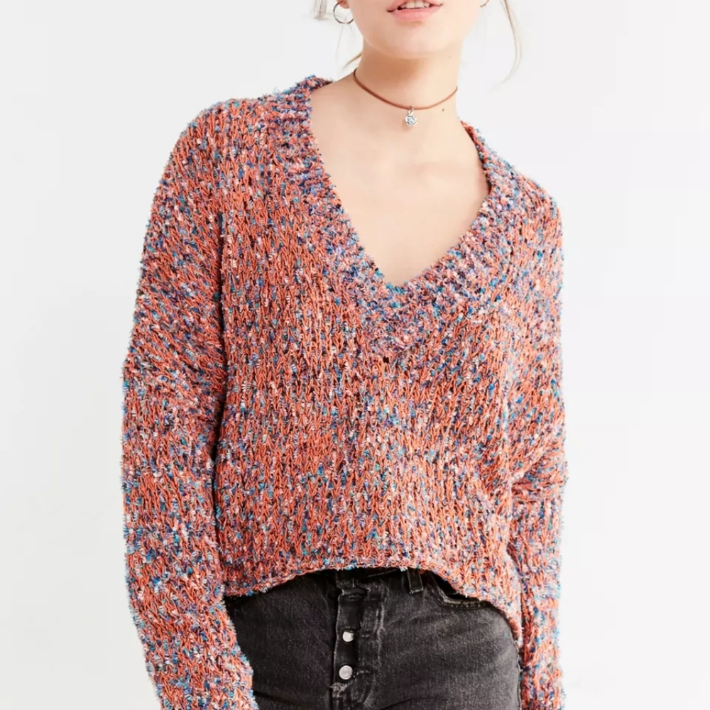 UO Jax Textured Cropped Pullover Sweater - Small